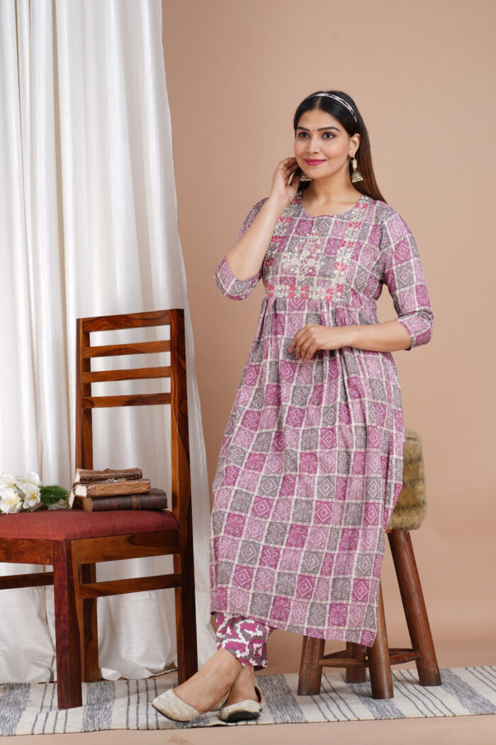 INDO ERA Women's Embroidered Poly Georgette Kurta Sharara with Dupatta - Image 1