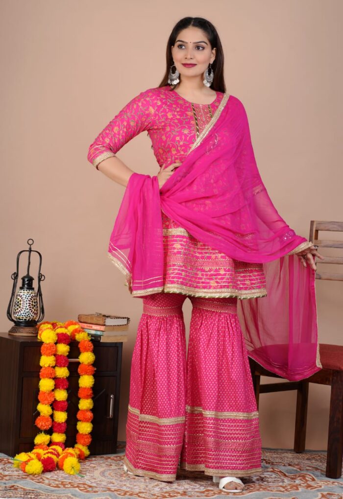 Bollyclues Women's Sharara suit Set With Dupatta - Image 1