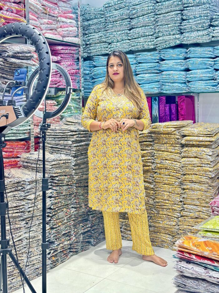 2 piece Yellow kalamkari - Image 2